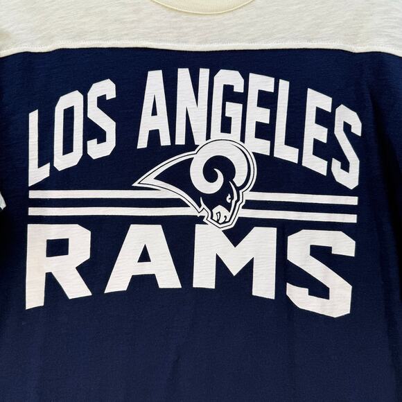 G-III Apparel Women's XL Los Angeles Rams NFL Long Sleeve T-shirt Blue Cream EUC - Picture 3 of 9